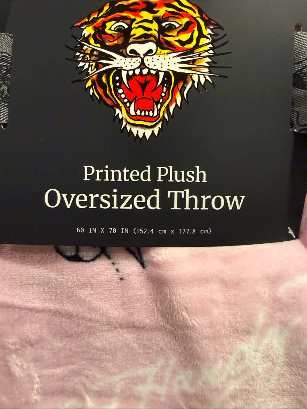 Ed Hardy Skulls & Dragons Tattoo Oversized Pink Throw Blanket NWT